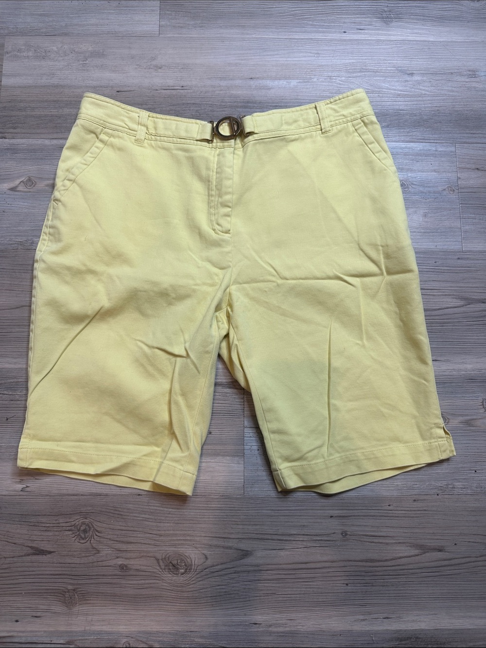 GUC Charter Club Yellow Bermuda Shorts with Ring Belt, 14